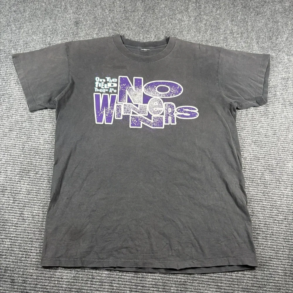 Vintage Nike No Winners Only Survivors Graphic T-Shirt Faded Black Large XL